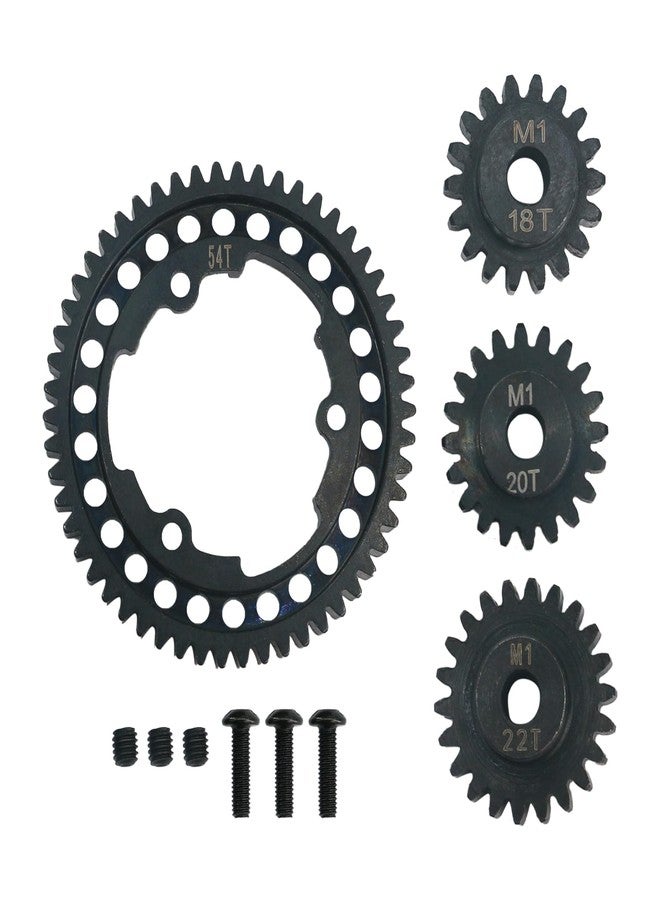 POLANTA 54T 1 Mod Hardened Steel Spur Gear with 18T+20T+22T Motor Pinion Gear for Traxxas 1/5 X-Maxx 1/7 XO-1 1/10 Maxx 1/10 E-REVO 2.0 VXL, Replace 6447 (54T) - Image 1
